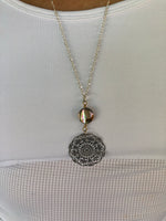 Abalone & Silver Mandala Necklace