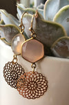 Rose quartz & gold earrings