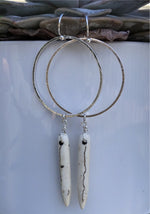White Marbled Stone & Hoop Earrings