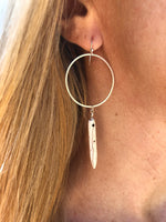 White Marbled Stone & Hoop Earrings