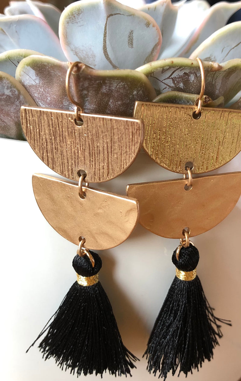 Double Gold Tassel Earrings