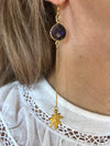 Amethyst & Leaf Drop Chain Earrings