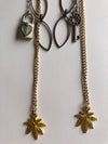 Leaf Lock & Key Double Chain Drop Earrings