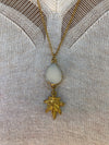 Quartz Druzy & Leaf Drop Necklace