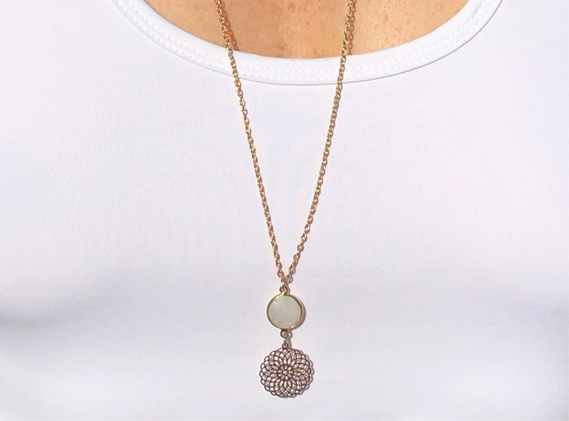 Moonstone & Gold Drop Necklace