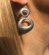 Antiqued Silver Double Hoop Drop Earrings