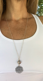 Abalone & Silver Mandala Necklace