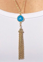 Turquoise & Gold Tassel Necklace