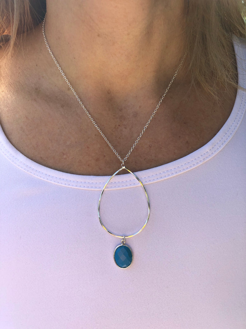 Silver & Turquoise Drop Necklace