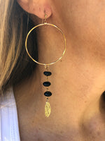 Black Onyx Leaf Drop Earrings